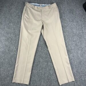 Peter Millar Pants Mens 35x32 Khaki Performance Golf Dress Flat Front Chino